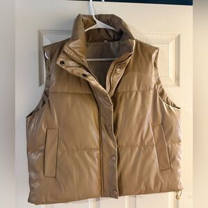 Women's Tan Puffer Vest